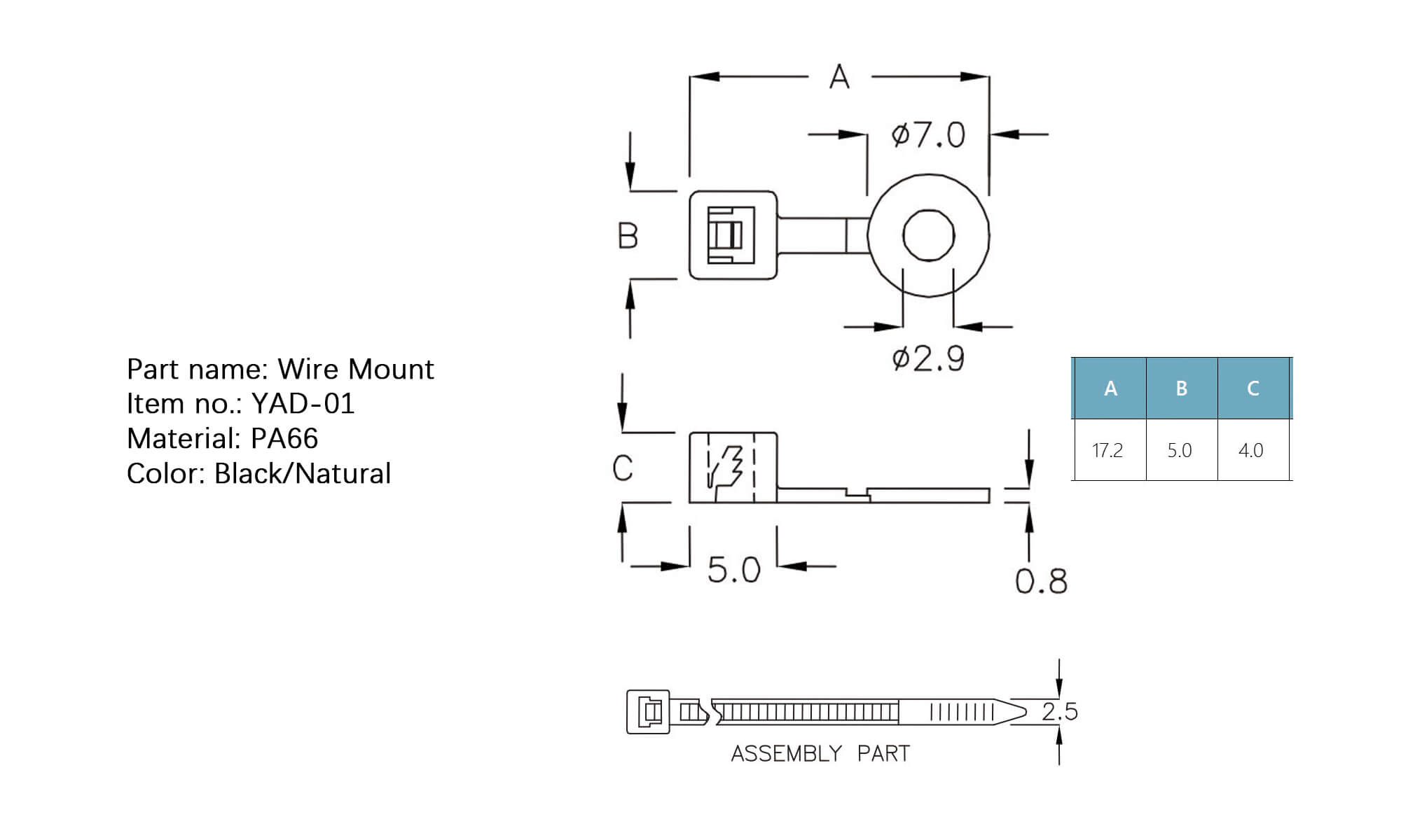 Plastic Wire Mount YAD-01